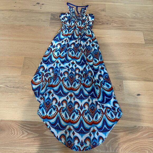 Bebe Multicolor Print Hi Lo Dress Size Medium - Picture 2 of 11